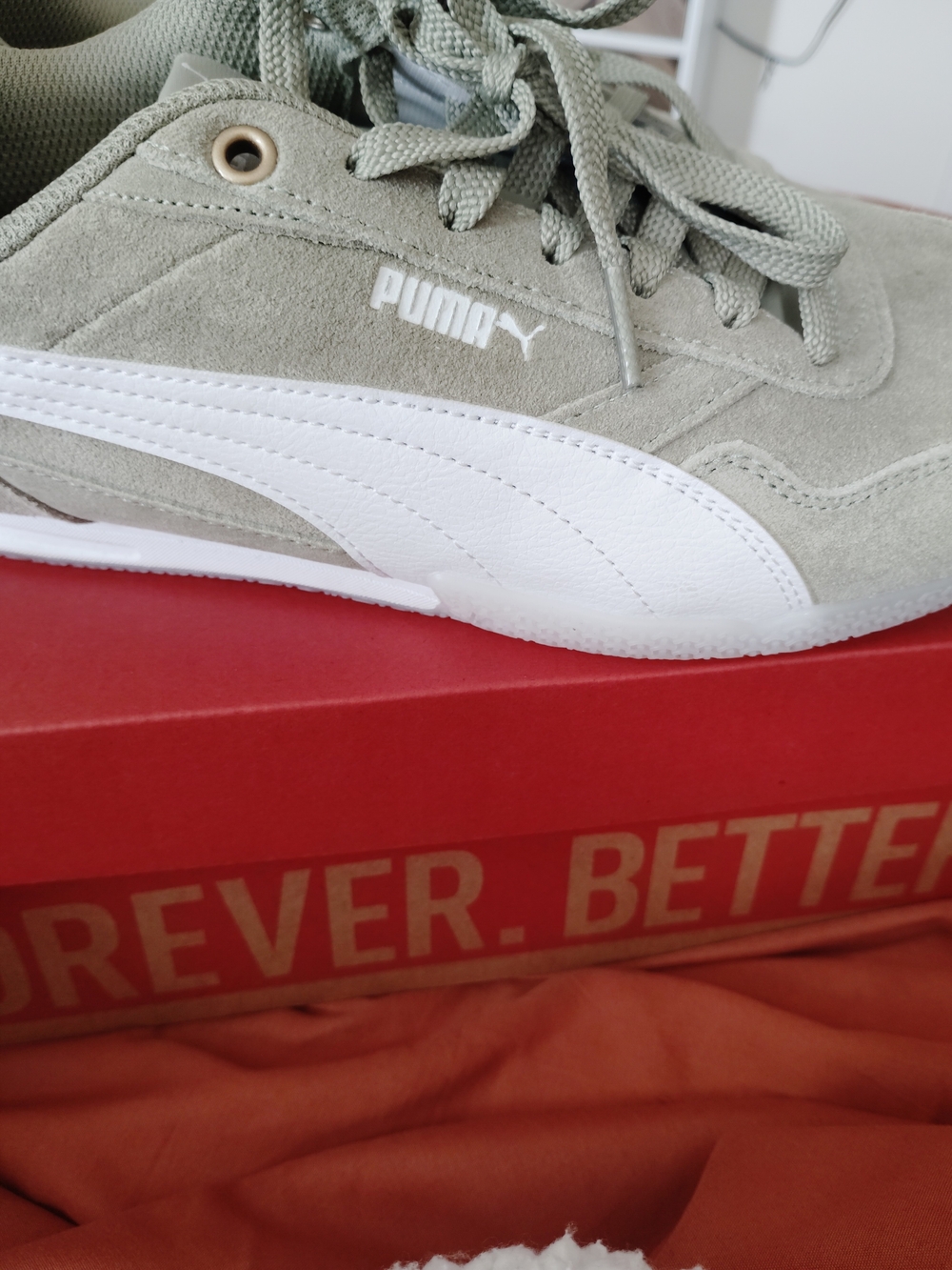 Puma Suede Sneaker with White Formstrip - Sage Green